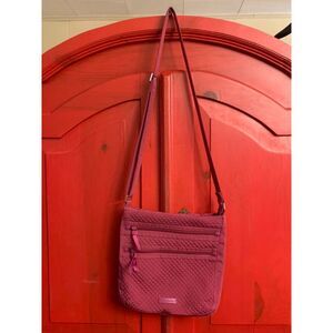 Vera Bradley Hipster Microfiber Rasberry Radiance Shoulder Bag Crossbody EUC